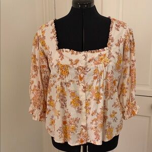 Cynthia Rowley Floral Ruffle Sleeve Blouse
